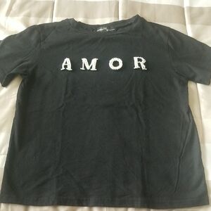 Women's Black 'AMOR' Short Sleeve Tee